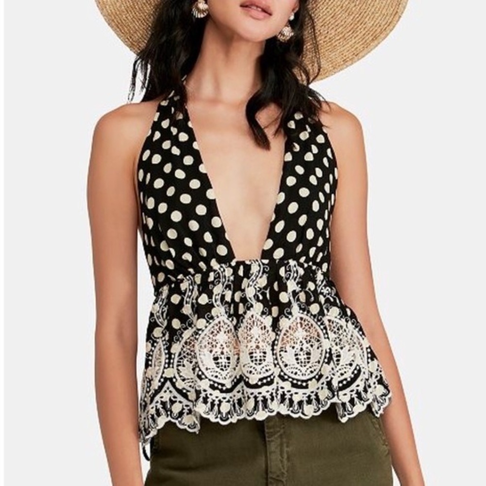 Free People Lunch Date Polka Dot Halter